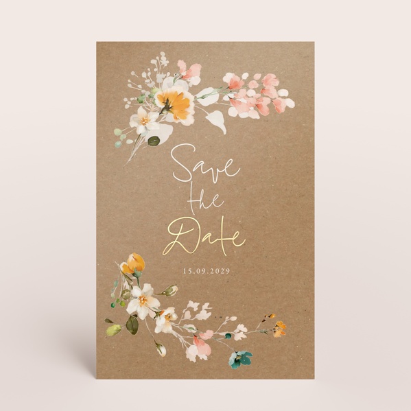 Kraftlook save the date kaart met bloemen TA0111-2200012-03-0