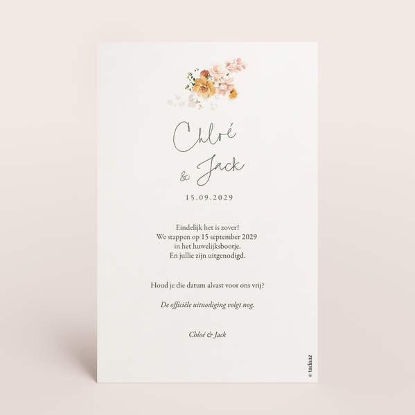 Kraftlook save the date kaart met bloemen TA0111-2200012-03-1