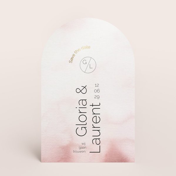 Afgerond save the date kaartje met roze aquarel TA0111-2400001-03-0