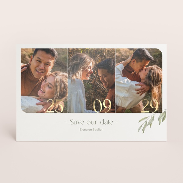 Save the date kaart met foto's en takje TA0111-2400006-03-0