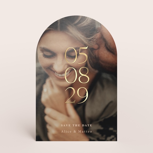 Minimalistische save the date kaart met foto en originele vorm TA0111-2400009-03-0