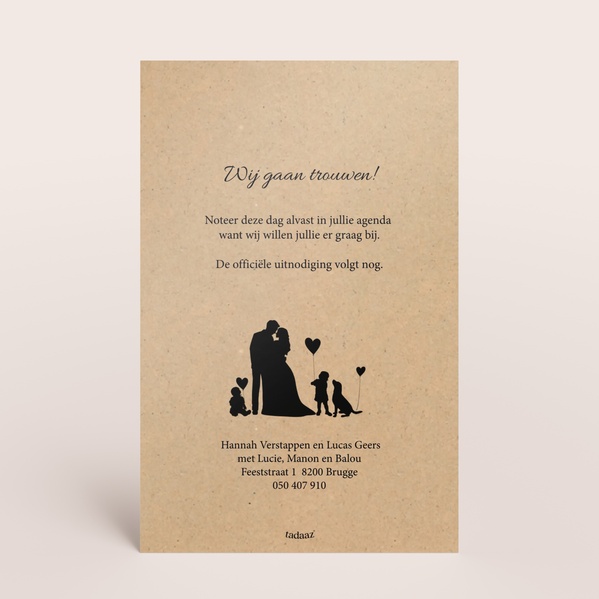 Minimalistische save the date kaart in ecolook met silhouet TA0111-2500007-03-1
