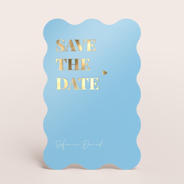 Save the datekaart in powder blue met originele vorm TA0111-2600006-03-0