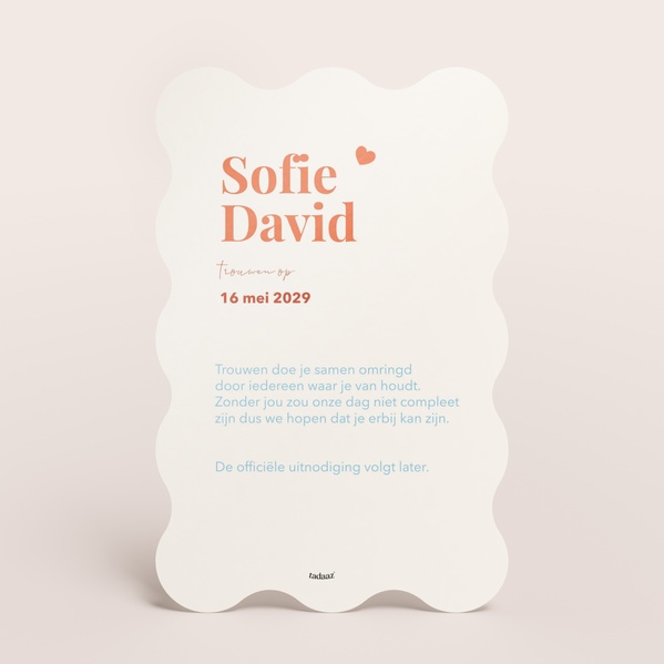 Save the datekaart in powder blue met originele vorm TA0111-2600006-03-1
