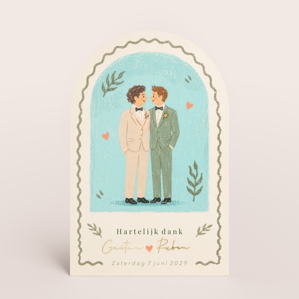 Stolpvormige bedankkaart met romantische AI-illustratie TA0117-2600024-03-0