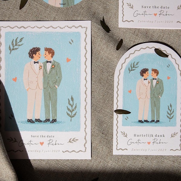 Stolpvormige bedankkaart met romantische AI-illustratie TA0117-2600024-03-100