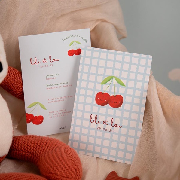 Faire part naissance le temps des cerises jumelles TA05500-2600089-02-101