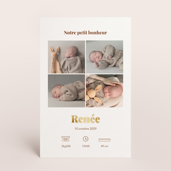 Faire part naissance minimaliste petit bonheur en photos TA05500-2600124-02-0