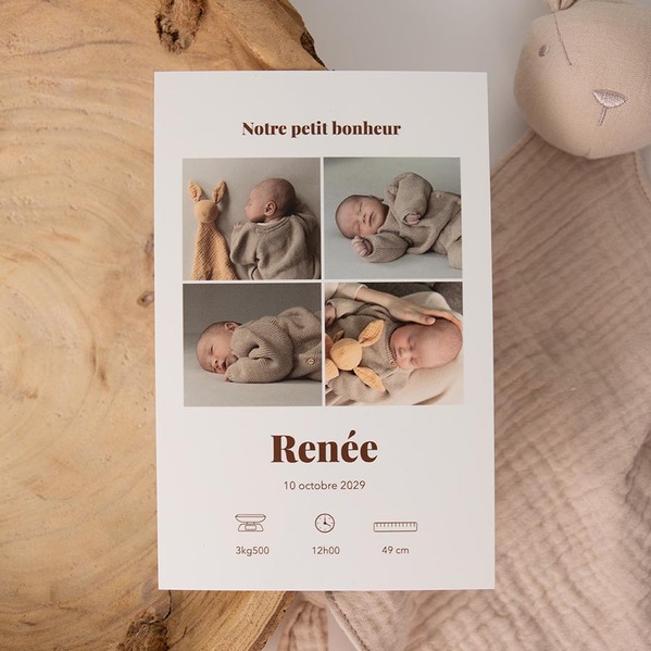 Faire part naissance minimaliste petit bonheur en photos TA05500-2600124-02-100
