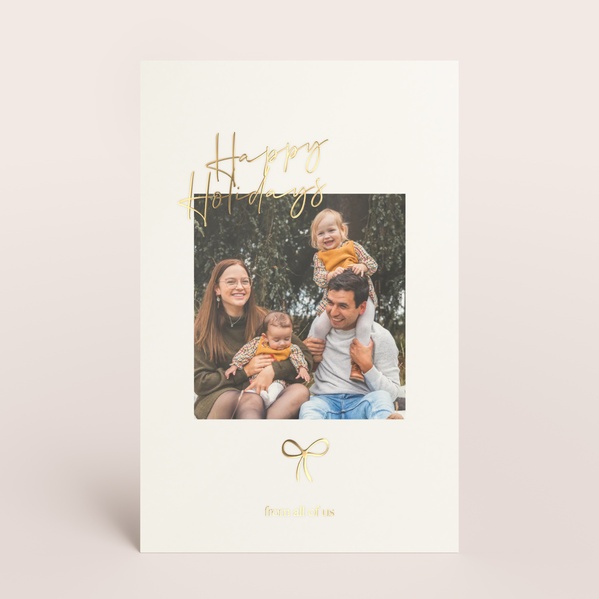 Staande kerstkaart 'Happy Holidays' met foto, strikje en goudfolie TA1188-2600035-03-0