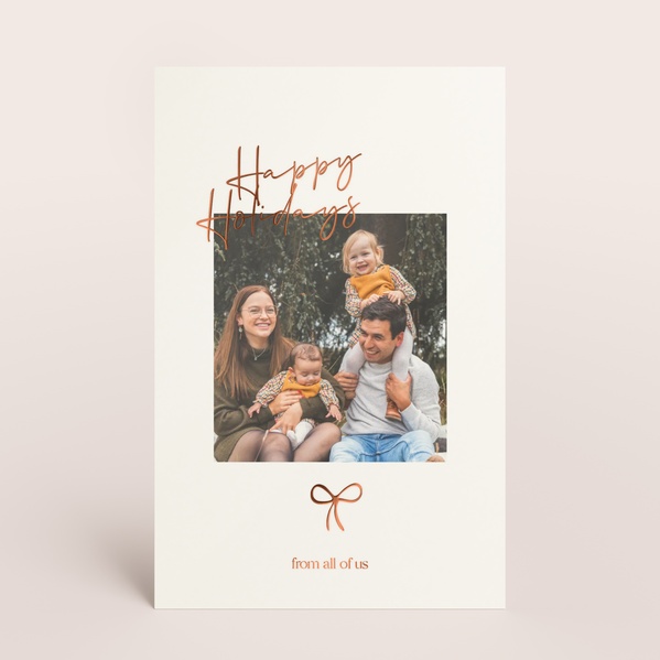 Staande kerstkaart 'Happy Holidays' met foto, strikje en goudfolie TA1188-2600035-03-0