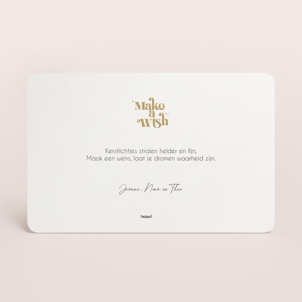 Liggende kerstkaart met goudfolie 'make a wish' en foto TA1188-2600036-03-1