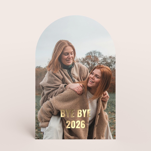 Hippe nieuwjaarskaart in stolpvorm met foto en jaartal TA1188-2600057-03-0