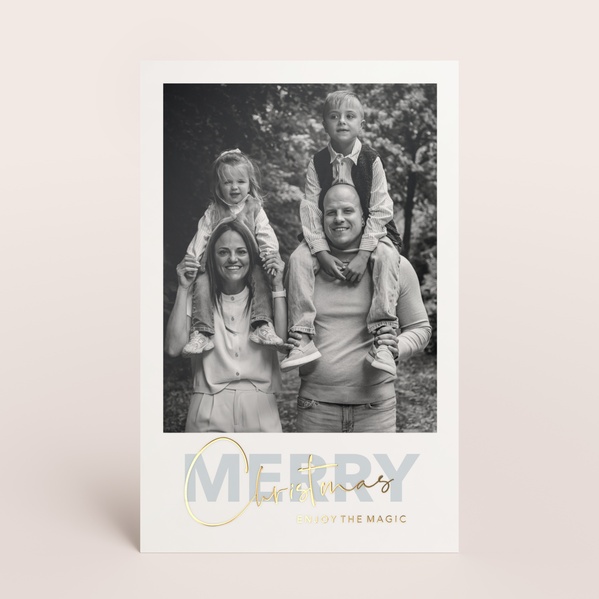 Staande kerstkaart met zwart-wit foto en 'Merry Christmas' TA1188-2600064-03-0