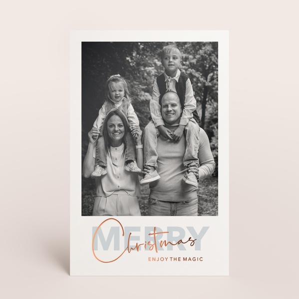 Staande kerstkaart met zwart-wit foto en 'Merry Christmas' TA1188-2600064-03-0