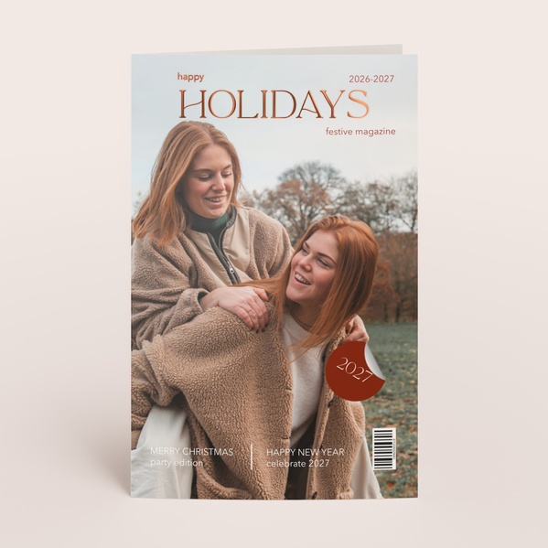 Dubbele kerstkaart in magazinelook met foto en jaartal TA1188-2600078-03-0