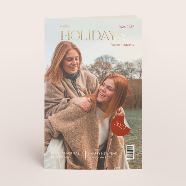 Dubbele kerstkaart in magazinelook met foto en jaartal TA1188-2600078-03-0
