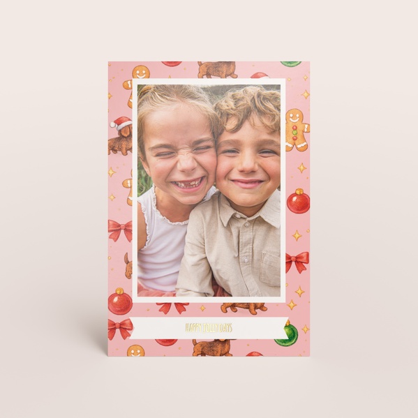 Staande kerstkaart met vrolijke illustraties en foto TA1188-2600089-03-0