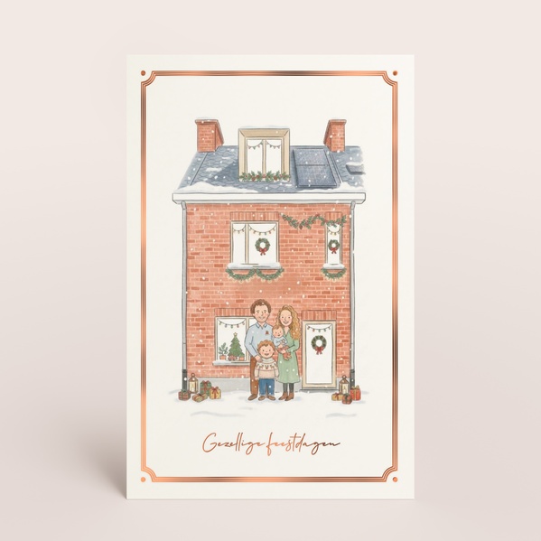 Kerstkaart met persoonlijke AI-illustratie van huis en gezin TA1188-2600108-03-0