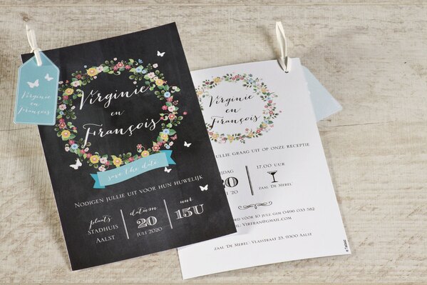 romantische trouwkaart met bloemenkrans TA0110-1500002-03 1