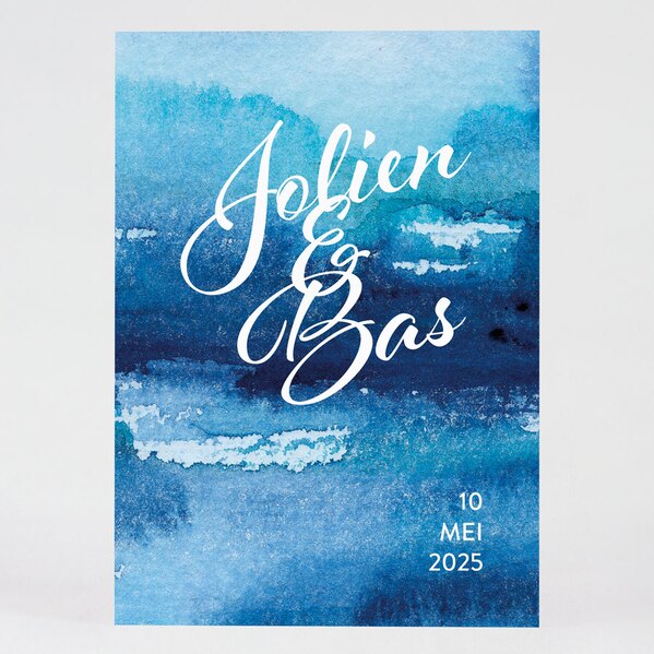 originele trouwkaart met donkerblauwe aquarel TA0110-1900002-03 1
