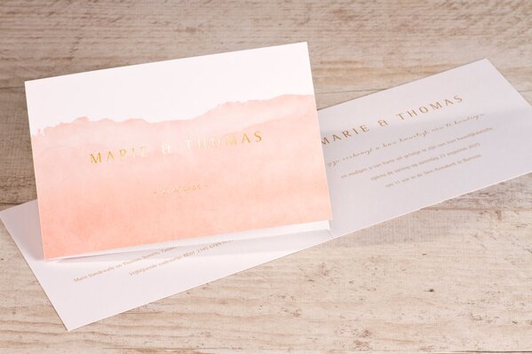 prachtige trouwkaart met roze aquarel en goudfolie TA0110-1900004-03 1