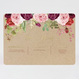 eco look trouwkaart met kleurrijke bloemen en goudfolie TA0110-1900045-03 1