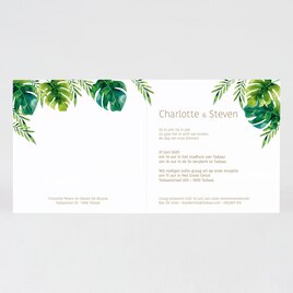 boho trouwkaart met groene bladeren en goudfolie TA0110-1900070-03 2