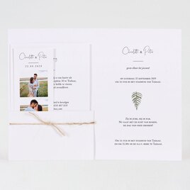 unieke pochette trouwkaart met label en groen takje TA0110-2200014-03 2