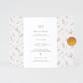 trouwkaart met bloemen in kalkomslag met lakzegel TA0110-2200026-03 2