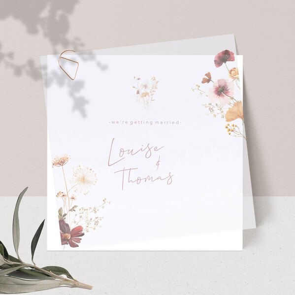 fleurige trouwkaart met bloemen en kalkomslag TA0110-2200031-03 1