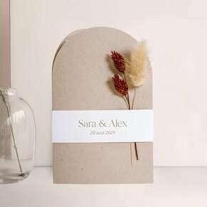 Faire part mariage pochette papier recyclé (et fleurs séchées*)