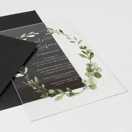 acryl trouwkaart met groene bloemenkrans TA0110-2300015-03 2