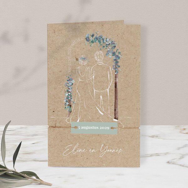 pocketfold trouwkaart in ecolook met illustratie van bruidspaar TA0110-2300045-03 1