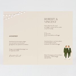 trouwkaart met illustratie van bruidspaar met folie TA0110-2300047-03 2