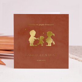 stijlvolle trouwkaart met silhouet van kindjes in folie TA0110-2300049-03 1