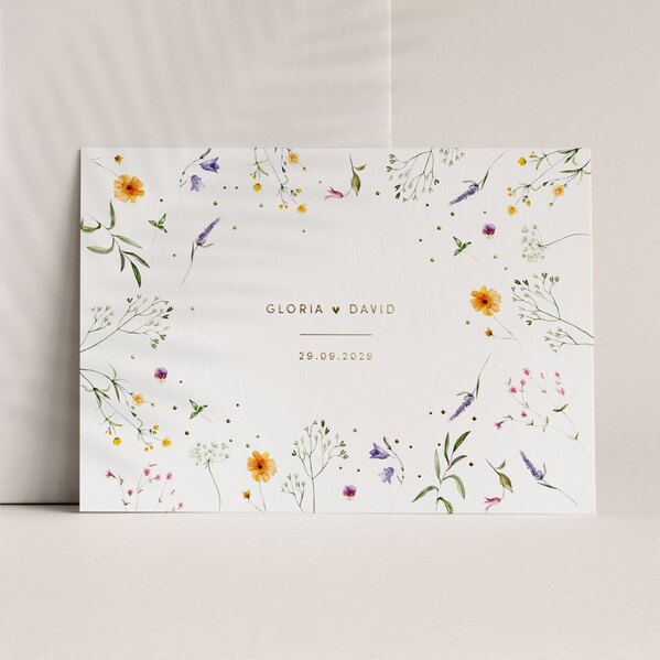 romantische a5 trouwkaart met bloemen en goudfolie TA0110-2300058-03 1