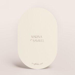 Faire part mariage beige au format ovale