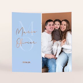 Faire part mariage double volet photo et dorure