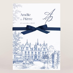 Faire part mariage lieu d'exception et ruban