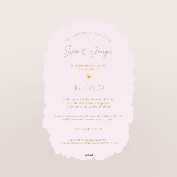 faire part mariage contours decoupes floral et omance TA0110-2600089-02 2