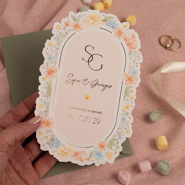 faire part mariage contours decoupes floral et omance TA0110-2600089-02 3