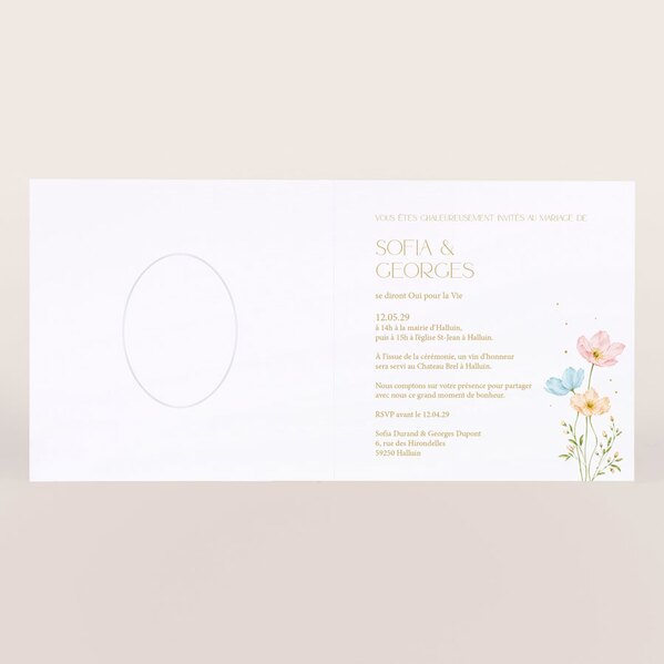 faire part mariage carre floral et romance TA0110-2600090-02 2