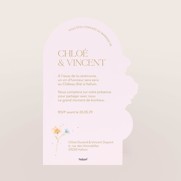 faire part mariage arrondi floral et romance TA0110-2600091-02 2