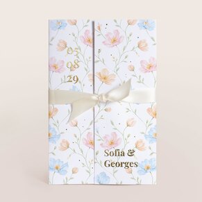 Faire part mariage pochette floral et romance