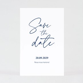 Save the date mariage calligraphie bleue