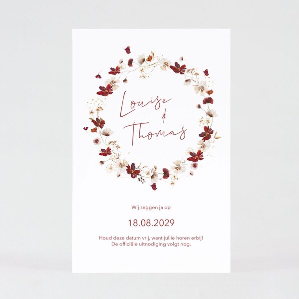 fleurige save the date kaart met bloemenkrans TA0111-2200014-03 1