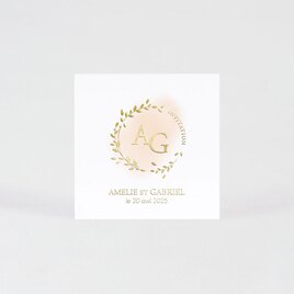 carte invitation mariage couronne de feuillage aquarelle et initiales en dorure TA0112-1900024-02 1