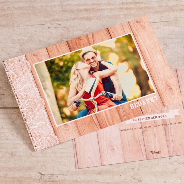 mooie bedankkaart met houten planken en foto TA0117-1900003-03 1