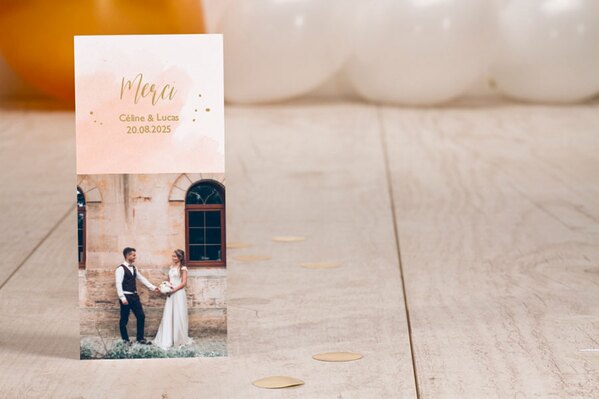 carte de remerciement mariage aquarelle rose poudre et confettis TA0117-1900006-02 1